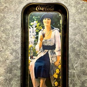 COCA COLA Vintage 1973 Metal Serving Tray w/ 1921 Flapper Girl Advertising 19x8